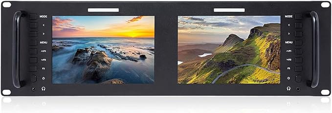 FEELWORLD D71 Plus -H Dual 7 3RU IPS 1920x1200 Broadcast LCD Rack Mount Monitor with HDMI AV Input and Output