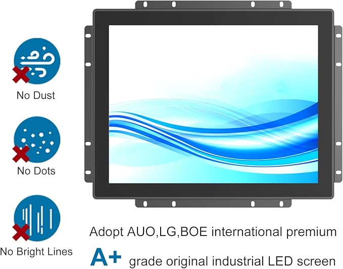 GreenTouch 15 Inch Open-Frame Touchscreen LCD Monitor -Android All in one Computer with RK3566 RAM 4G &amp ROM 32G - Capacitive PCAP -1024x768-5:4-Black - Front IK08/IP65