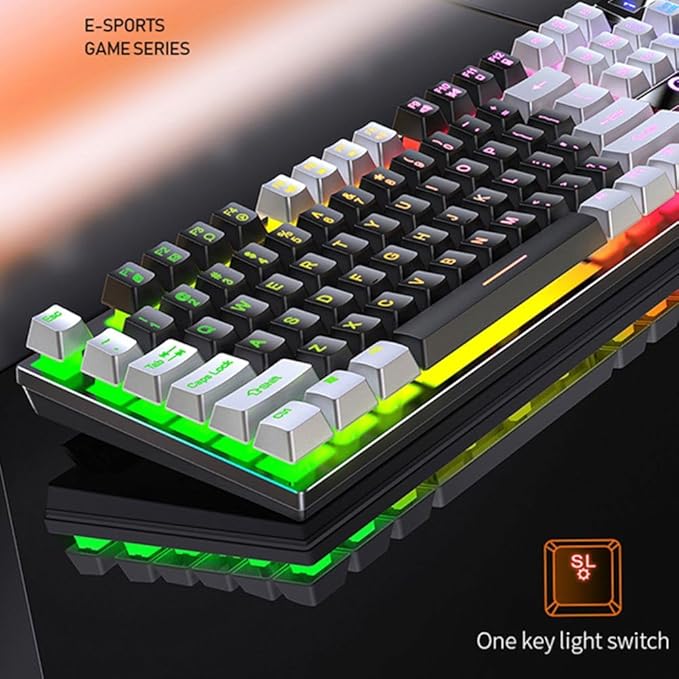 104-Key Mechanical Gaming Keyboard - Backlit USB Wired Mixed Light (Black)