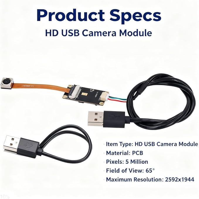 HD USB Camera Module Autofocus Video Webcam Board 5MP OV5640 with Digital Microphone - High Definition Image Wide Angle Lens Portable OTG Support for Monitoring and Industrial Use
