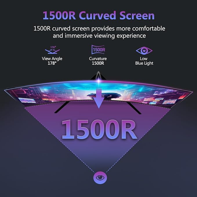 Z-Edge 27 inch Curved Gaming Monitor FHD 1080P 200Hz 165Hz 144Hz Curved 1500R PC Monitor MPRT 1ms FreeSync Low Blue Light 350nits16.7M Colors UG27 Frameless Bezel 1X DP and 1X HDMI