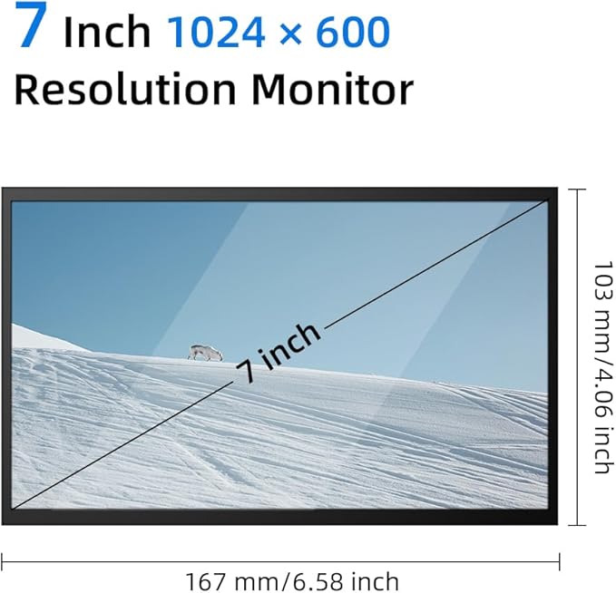 CUQI 7 Inch Mini Monitor IPS 1024 × 600 HDMI Portable Monitor with Leather Stand for Raspberry Pi 5/4 Laptop PC Switch Xbox PS4