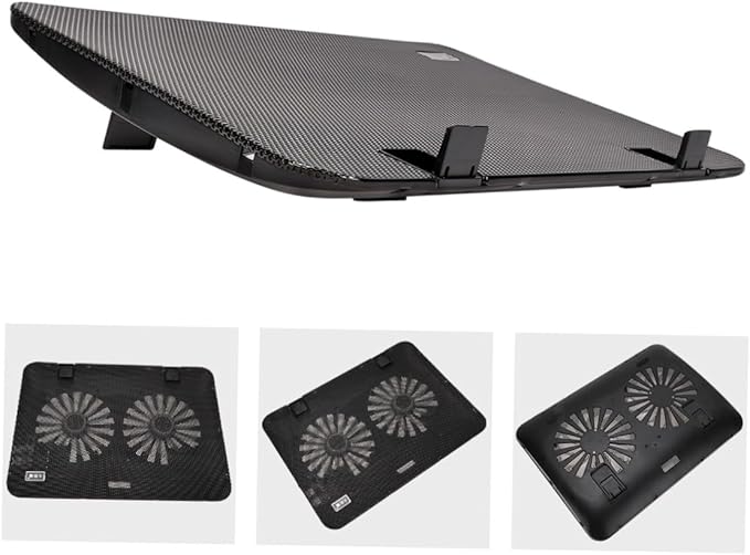 6 Inch Adjustable Laptop Cooling Stand with Large Fan Notebook Cooling Support Holder for Heat Dissipation Black Suitable for Gaming and Office Use
