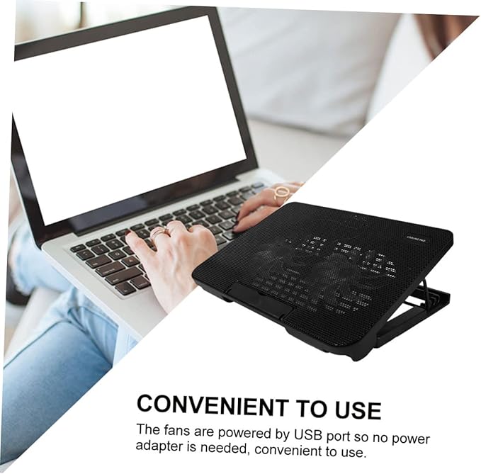 HOMSFOU Portable Laptop Cooler with USB Powered Fans Notebook Cooling Mat for Enhanced Heat Dissipation Energy Saving Black