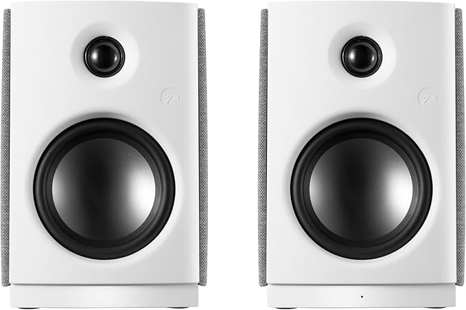HiVi-Swans OS-10 HiFi Stereo Speakers Bluetooth 5.0 Active Computer Bookshelf Speakers - 4'' Dynamic Woofer Powered Desk Speakers 62w RMS with Touch Control for PC/Phone/TV - White