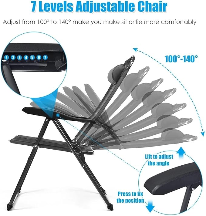 Office Chair Gaming Chair Computer Chair 2 Piece Folding Chair Adjustable Recliner with Headrest Garden Gray