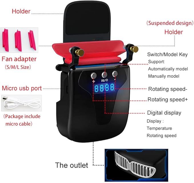 Laptop Cooling Vacuum Fan External Silent Ice Notebook Cooler Digital Display Adjustable Smart Model Cooler