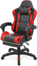 Athena Collection Ergonomic Gaming Chair with Footrest &amp Headrest Lumbar Support Height Adjustable Swivel Office Chair Reclining Game Chair Leather High Back Computer Chair for Adults Kids Red