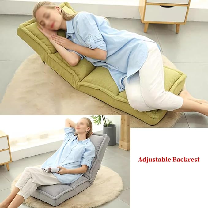 Floor Chair Folding Gaming Chair with Back Support 42 Adjustable Positions Lazy Sofa Lounge for Playing Reading Meditating Room Recliner for Adults Kids(/Blue B)
