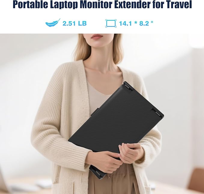 KEFEYA Laptop Screen Extender 14 1080P FHD IPS Laptop Monitor Extender for Home Office Dual Travel Monitor for Laptops 13-17.3 USB-C HDMI Plug-Play for macOS Windows PS Switch Xbox Phone Pad