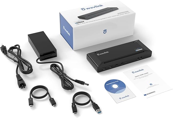 WAVLINK DisplayLink Laptop Docking Station - Dual Monitor 4K@60Hz 100W Charging for Thunderbolt 4/3 USB-C/A M1-M5 Mac/MacBook Neo Windows Chrome - 2HDMI 2DP 6 USB Ports LAN Audio