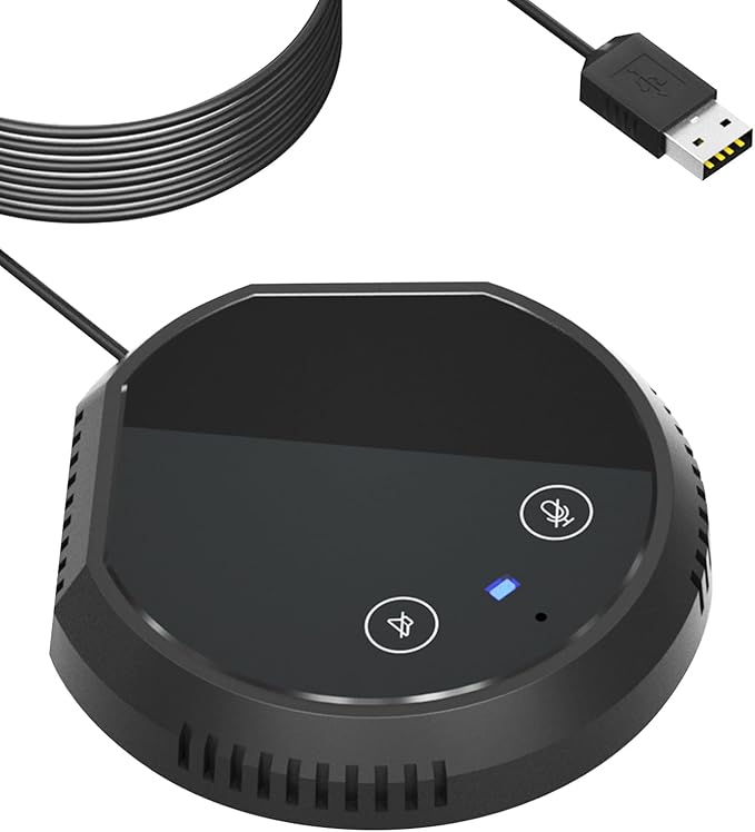 Bisofice 360° Omnidirectional USB Conference Mic Speaker Plug &amp Play BT Touch Control Works with Windows/Mac PC/Laptop