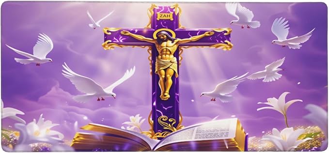 XXL Gaming Mouse Pad Extended (35.5X16) This is A Backdrop Rich with Religious Atmosphere Large Non-Slip Desk Mat Water-Resistant Keyboard Mousepad for Office &amp Home