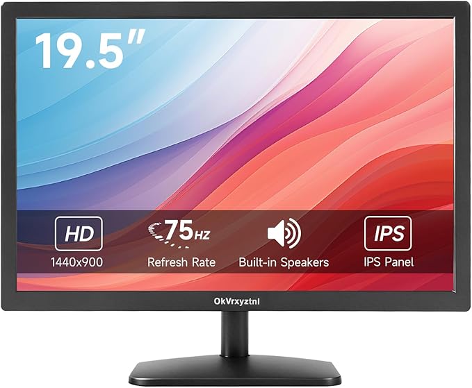 OkVrxyztnl19.5 HD 1440x900 PC Monitor 75Hz Refresh Rate 5ms Built-in Speaker HDMI x1 VGAx1 Mounting Suitable for laptops Office Computers and desktops