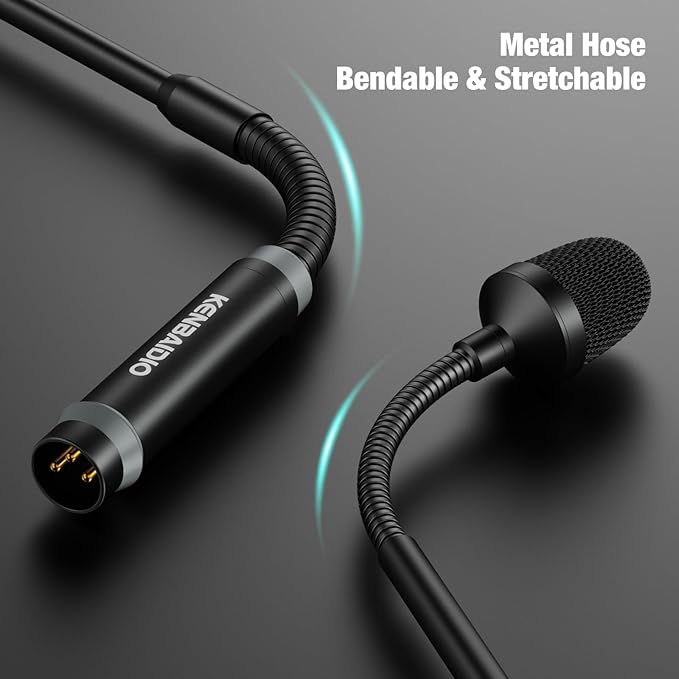 Gooseneck Microphone 23 Inch DJ Mic Professional Dynamic Bob Barker Microphone for Audio MixerDedicated DiscShoutingKTV BarPodiumConferenceMetal Supports 360°RotationBending3-pin XLR