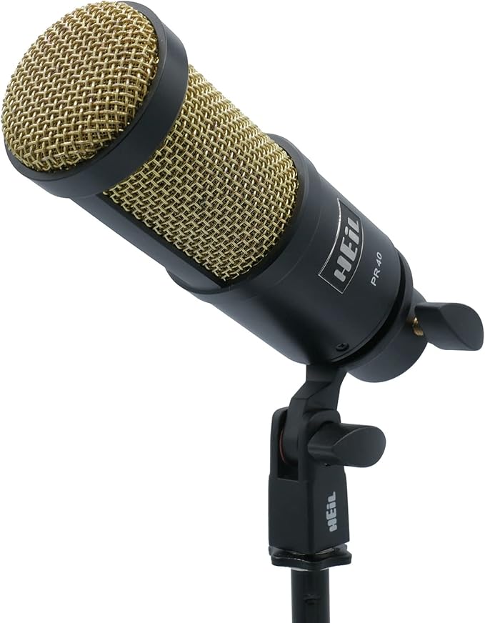 Heil PR 40 Dynamic Microphone for Streaming Podcast Recording and Broadcast XLR Microphone for Live Music Wide Frequency Response Smooth Sound Superior Rear Noise Rejection - Black &amp Gold