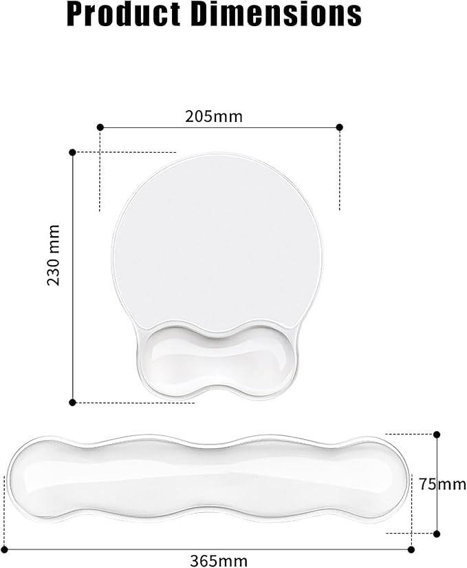 Mouse Pad with Wrist Rest Soft Cloud Gel Keyboard Mouse Pad Set with Hand Wrist Support Cute Non Slip Office Desk Accessories for Comfort/Pain Relief/Computer/Laptop (2Pc Clear Wave)