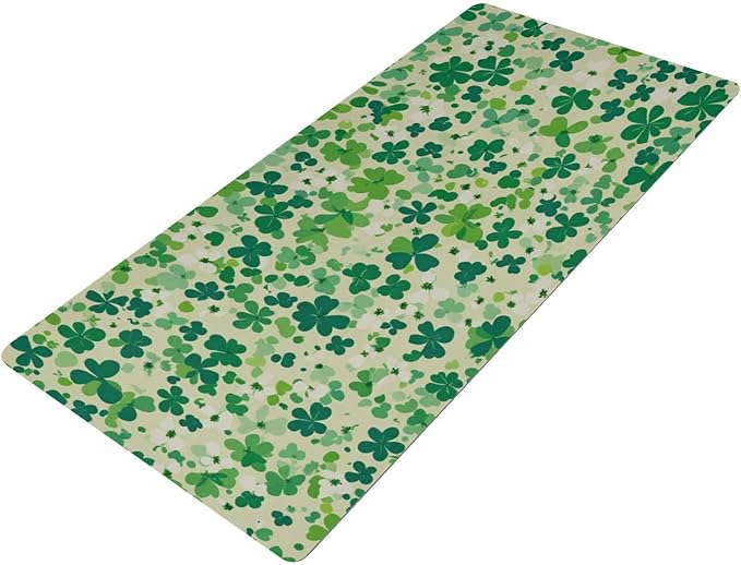 Mouse Pad Desk Mat Leather Desk Pad Large Gaming Desk Cover Protector Mat for Keyboard Computer Laptop Office Waterproof 35.4 x 16.5 Inch Saint Patricks Green Clovers