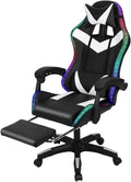 YOXIER Video Game ChairsGaming Chair for KidsErgonomic Gaming ChairLED Lights Ergonomic Massage Computer Gaming Chair with Footrest Video Game Chair High Back with Lumbar Support Red