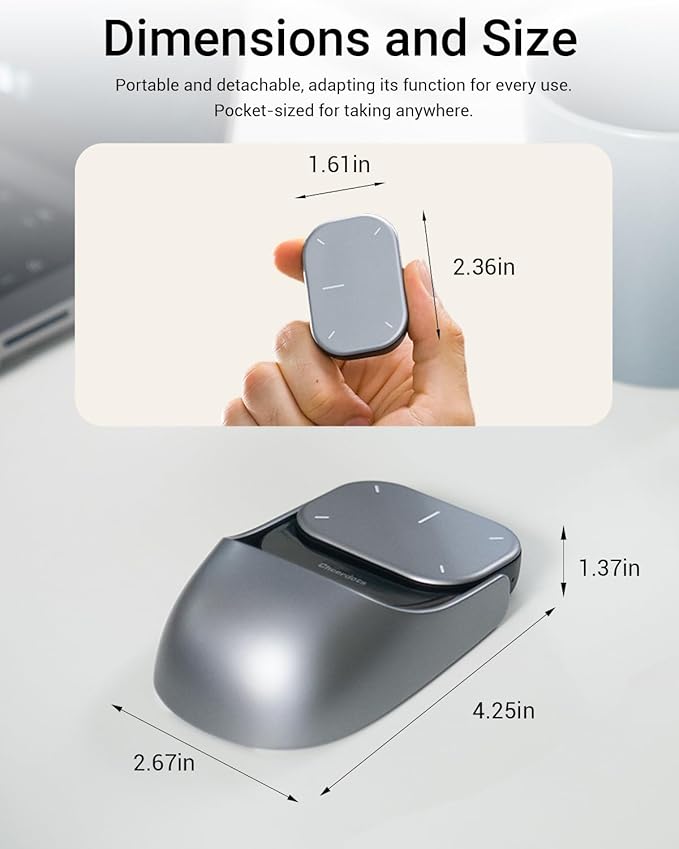 Cheerdots2 Recording Touchpad Bluetooth Mouse Presentation Mode Magnetic Detachable Design Smart Software Control Portable for Meetings &amp Work Intelligent Audio Recording &amp Saving(Voice R