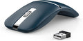 Bluetooth Wireless Arc Travel Mouse Dual Model (2.4G+BT5.1) Rotating Foldable Mouse for Microsoft Rechargeable Slim Portable Mice for Laptop Notebook PC MacBook Chromebook - Sapphire Blue
