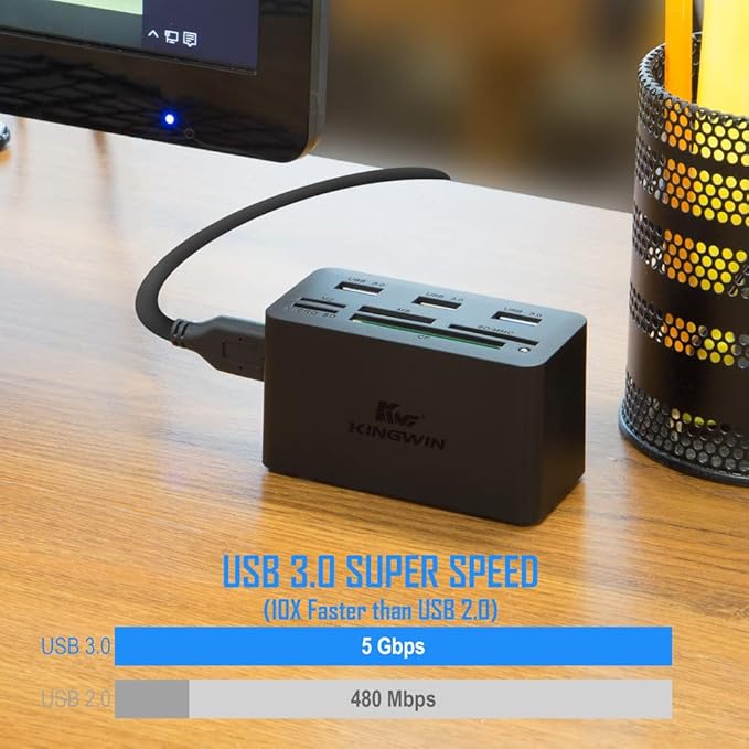 Kingwin USB C Hub Adapter w/ Card Reader Write &amp USB 3.0 HUB - Thunderbolt 3 Supports High Speed SD MS Micro M2 CF For Macbook Laptop Desktop type-c