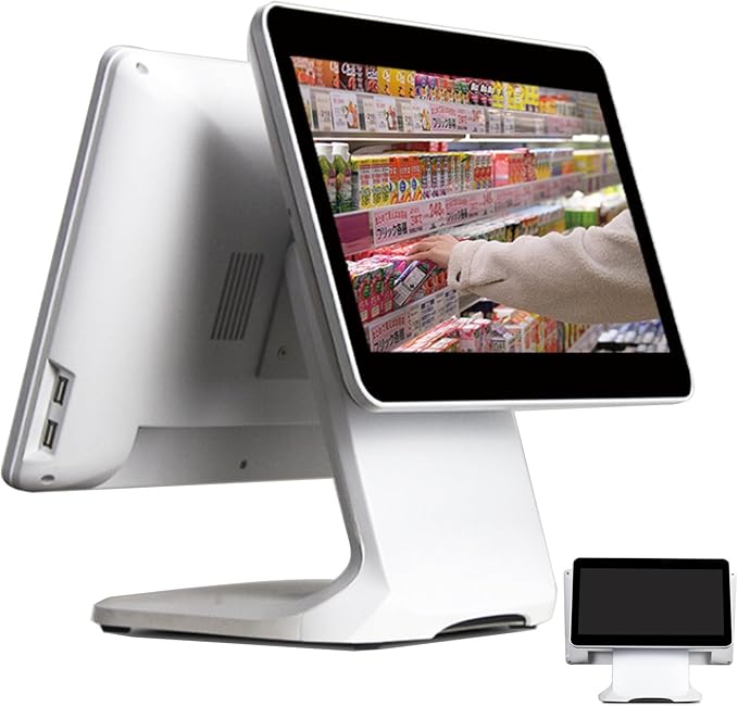 Dual Screen Touchscreen Cash Register15.6 Inch Touch Screen PC POS SystemsRegister Catering Supermarket CashierCPU N2930 4gb Ram 64gb Ssdfor Retail Catering Hospitality