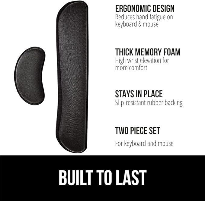 Gorilla Grip Ribbed Drawer and Shelf Liner and Silky Gel Memory Foam Wrist Rest for Computer Keyboard Liner Size 12x20 Clear 2 Pack Strong Grip Wrist Rest Black Mousepad Rests 2 Item Bundle