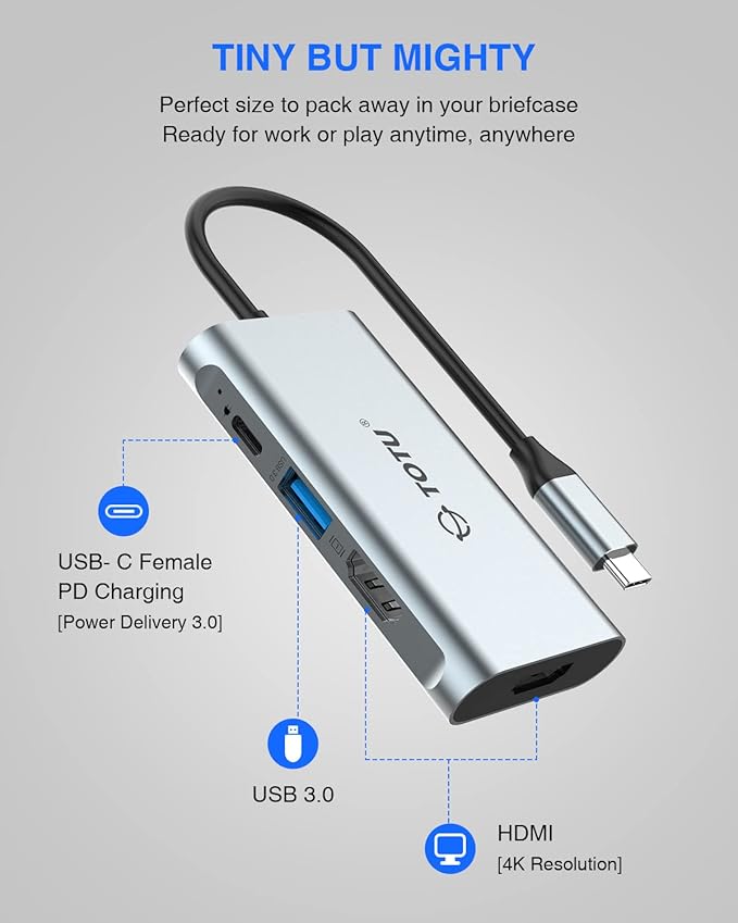 Docking Station USB C Hub TOTU 4 in 1 USB C to Dual HDMI Adapter with 4K HDMI Ports 100W Power Delivery Port USB 3.0 5Gbps Data Port for MacBook Air MacBook Pro Dell Chromebook and More