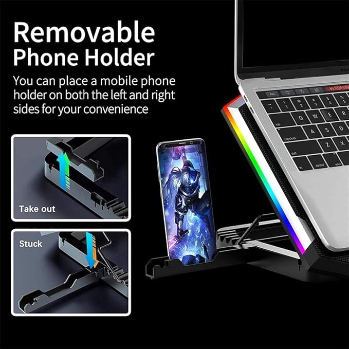 JSEIAJB Laptop Cooler for Laptop 12-18 Inch Six Fans LCD Screen Laptop Cooling Pad Adjustable Notebook Stand Two Port(D)