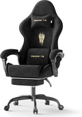 Ferghana Velvet Fabric Gaming Chair Ergonomic Gamer Chair for Adult Comfortable Video Game Chair with Footrest and Massage Lumbar Cushion Racing Reclining Office Home Computer Desk Chair Black