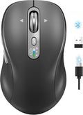 Wireless Bluetooth MouseMulti Device Ergo Computer MousesMetal 4-Way Super Scrolling± 3200 DPI10 ButtonsPlug&ampPlayQuietRechargeableUSB Cordless Mice for LaptopTabletMaciPadPCPhone All