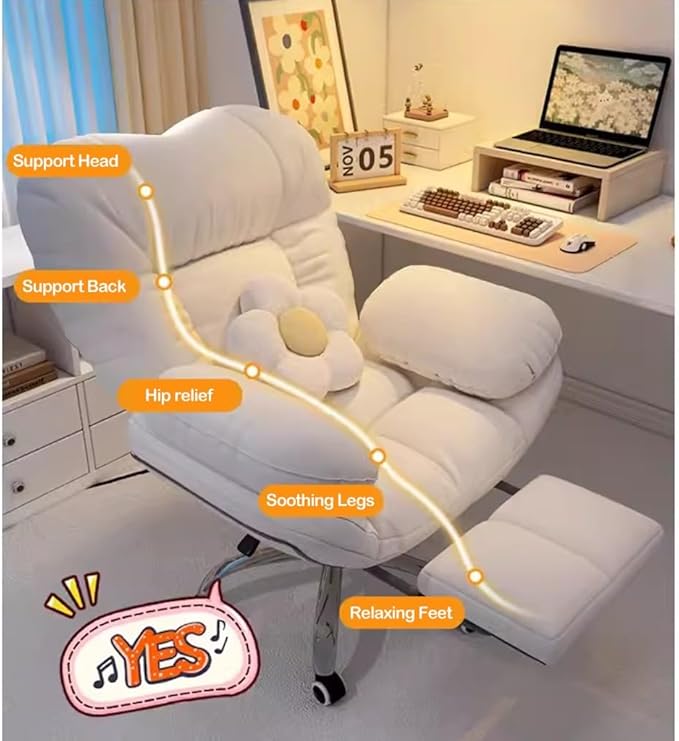 Video Gaming Chairs Office Desk Chairs Armchair for Bedroom - Comfortable Computer Gaming Chair Lazy Sofa Recliner Lift Backrest for Living Room.