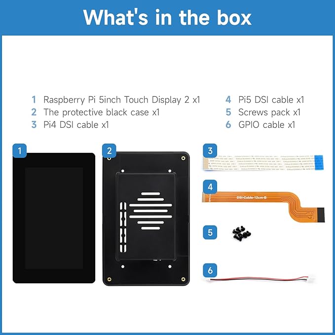 KLAYERS 5inch Capacitive Touch Display 2 Compatible with Raspberry PI720 × 1280 DSI Interface 5-Point Touch IPS Display with Case