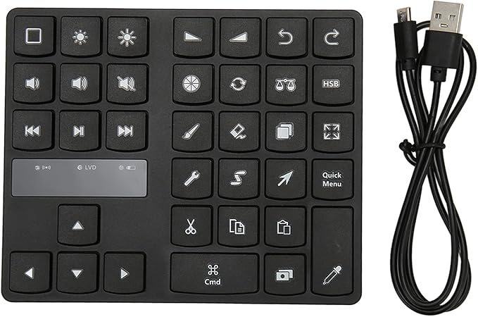 Bluetooth Keypad for 35 Keys One Handed Shortcut Drawing Keyboard Ergonomic Rechargeable Drawing Shortcuts