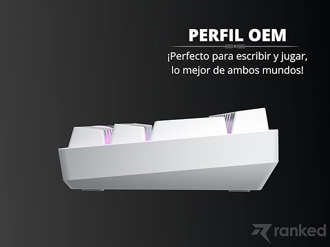 Ranked S60 Supernova 60% | Hot Swappable Mechanical Gaming Keyboard | 62 Keys Multi Color RGB LED Backlit for PC/Mac Gamer | ISO ES Spanish Layout (White Gateron Optical Blue)