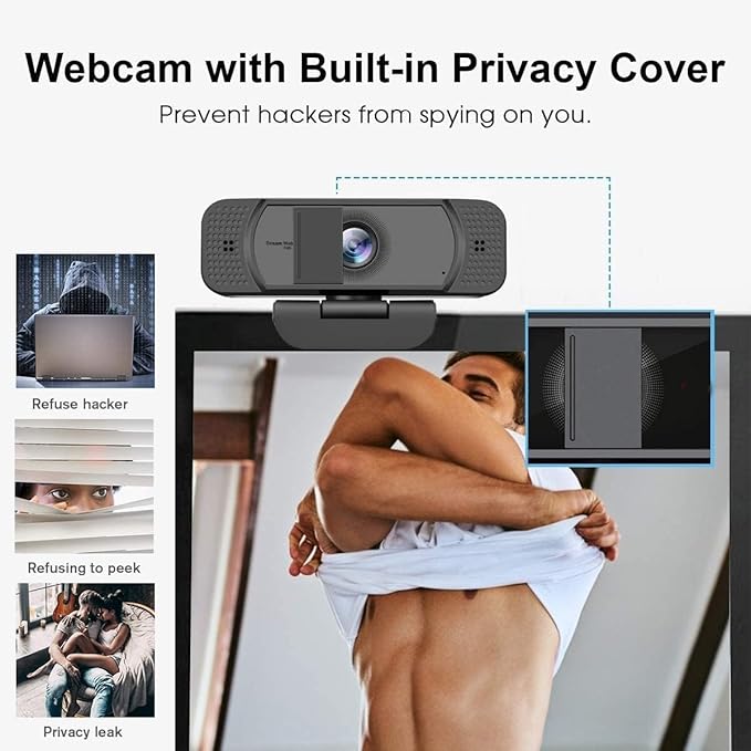 1080P Webcam with Microphone for PC Streaming Web Camera for Desktop with Privacy Cover 100° Wide Angle Auto Light Correction USB Plug&ampPlay Web Cam for OBS/Gaming/Zoom/Skype/FaceTime/Teams/Twi
