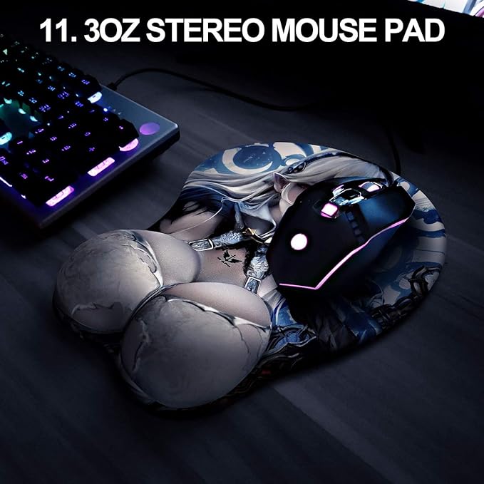 3D Anime Gaming Mousepad Ergonomic Mouse Pad with Wrist Support Rest Mousepad Gel Wrist Rest Memory Foam with Coaster Non-Slip &amp Pain Relief for Computer Wireless Office KG Alpha Corrin