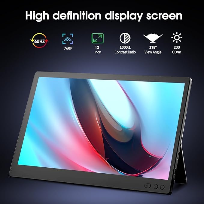 12 Dual Laptop Screen Extender Monitor Portable - Laptop Screen Extender - Portable Monitor for Laptop with Full HD IPS Display