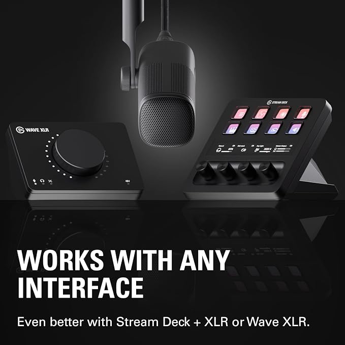 Elgato Wave DX - Dynamic XLR Microphone Cardioid pattern Noise Rejection speech optimised for Podcasting Streaming Broadcasting No Signal Booster Required works with any Interface for Mac PC