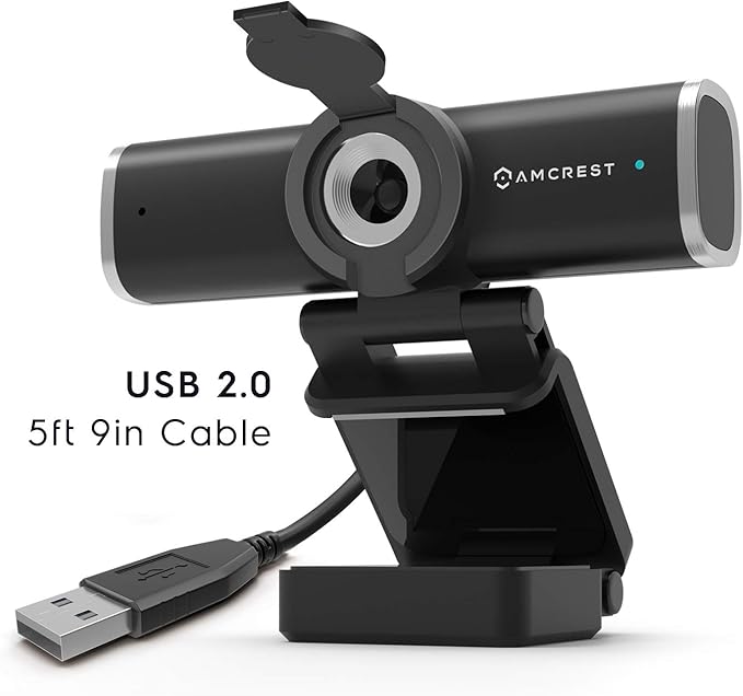 Amcrest 1080P Webcam with Microphone for Desktop Web Cam Computer Camera Streaming HD USB Web Camera for Laptop &amp PC with Privacy Cover Wide Angle Lens Superior Low Light (REP-AWC195-B) (Renew