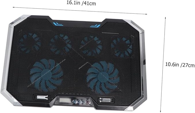 Adjustable Laptop Cooling Pad with Fans and Dual USB Ports RGB LED Light Effects Iron Hollow Shell for Efficient Heat Dissipation Suitable for Laptops Up to Silent Portable Cooler