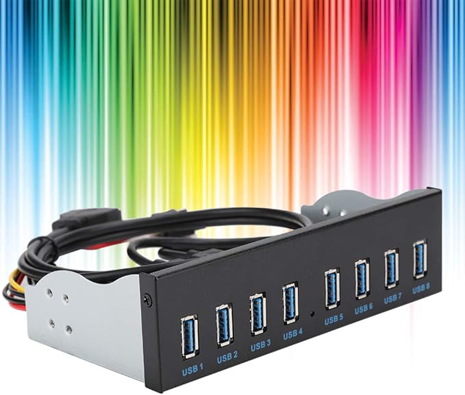 Front Panel USB 3.0 Hub 8 Port19 Pin to 8 Port USB 3.0 Hub for PC 8 Ports Hub Optical Drive Extension Front Panel Adapter for PC Computer Case Front Bay