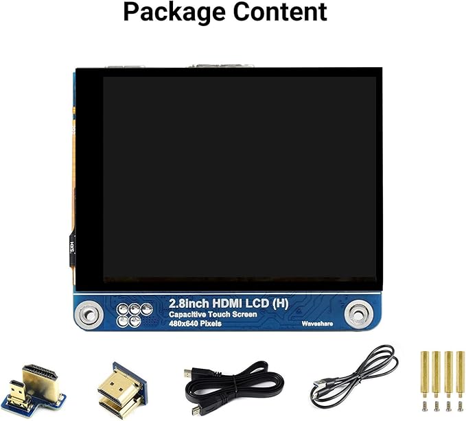 waveshare 2.8inch HDMI IPS LCD Display Compatible with Raspberry Pi 5/4B/3B/Zero/Zero W/Zero 2W/Pico/Pico W/Pico WH 480×640 Resolution Supports Jerson Nano/Windows