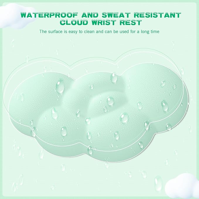 ATTACK SHARK 4 in1 Cloud Mouse PadKeyboard Wrist RestMouse Wrist Rest Supportand Leather Coaster Set with Office Desk MatNon-Slip PU Desk Pad Memory Foam Ergonomic Pain Relief for Office and Home