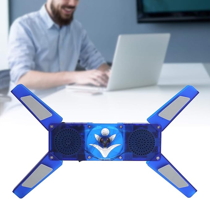 DR - 2008 Laptop Cooling Pad Foldable USB Computer Cooler with Hub Low Noise Heat Dissipation Fan 500-2500RPM High Speed Cooling for Laptop Blue LED Light and Built - in Spea