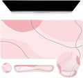 iCasso Large Gaming Mouse Pad Wrist Support Set Desk Mat 4in1 XXL Mousepad + Keyboard Wrist Rest+Mouse Wrist Rest+Coaster Set with Ergonomic Design for Home Office Table Computer-Pink Art