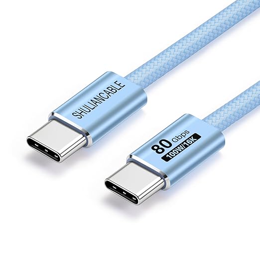SHULIANCABLE USB C Cable USB 4 Data Cable80Gbps Data Sync Supports 16K/8K DisplaysCompatible with Thunderbolt 4/3 USB C Monitors MacBookHub Docking (Blue 3.3FT/1M)