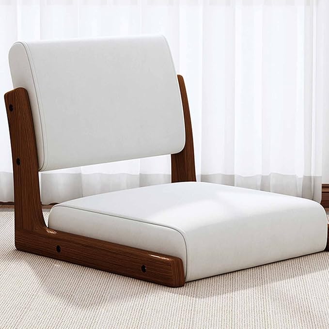BTZHY Floor Chair Tatami Floor Chair Living Room Chair Floor seat Solid Wood Floor Chair with Back Support Japanese Style Legless Lazy Chair Portable Single Chair seat with Cushion