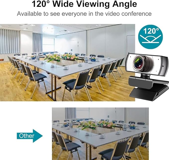 120° Wide Angle Webcam Full 1080P with Tripod Web Camera Video Conference for Computer Metting